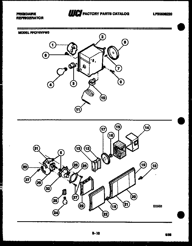 REFRIGERATOR CONTROL ASSEMBLY, DAMP Diagram and Parts List for FPCI19VFH0  Frigidaire Refrigerator
