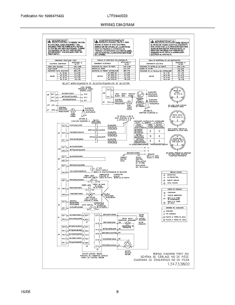WIRING DIAGRAM Diagram and Parts List for LTF2940EE0  Frigidaire Washer