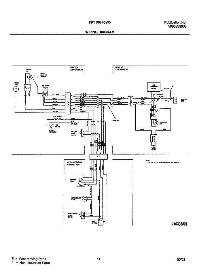 WIRING DIAGRAM Diagram and Parts List for FRT18G7CW0  Frigidaire Refrigerator
