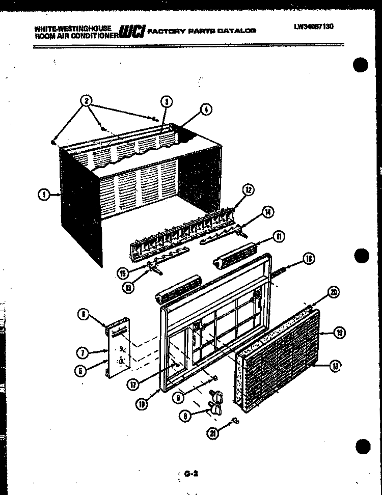 CABINET PARTS Diagram and Parts List for AH15EK2T1  Frigidaire Air Conditioner