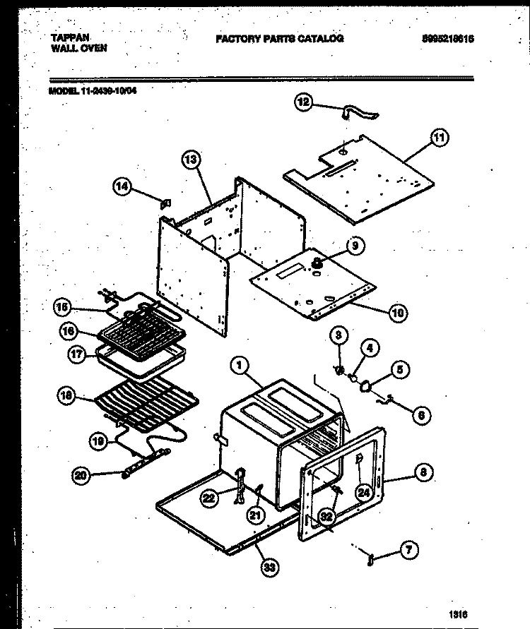 BODY PARTS Diagram and Parts List for 11-2439-00-04  Tappan Wall Oven