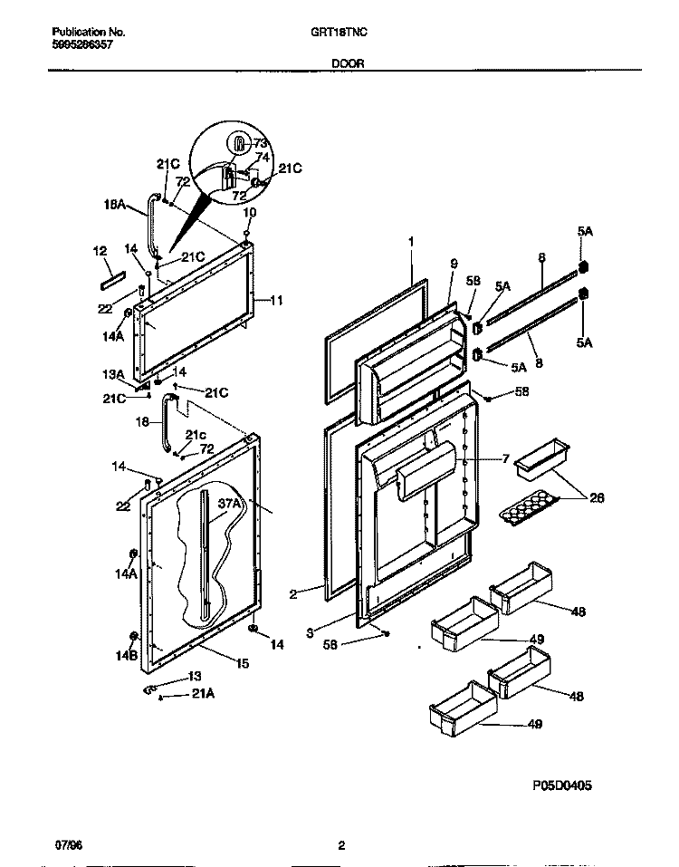 DOOR Diagram and Parts List for GRT18TNCD3  Gibson Refrigerator