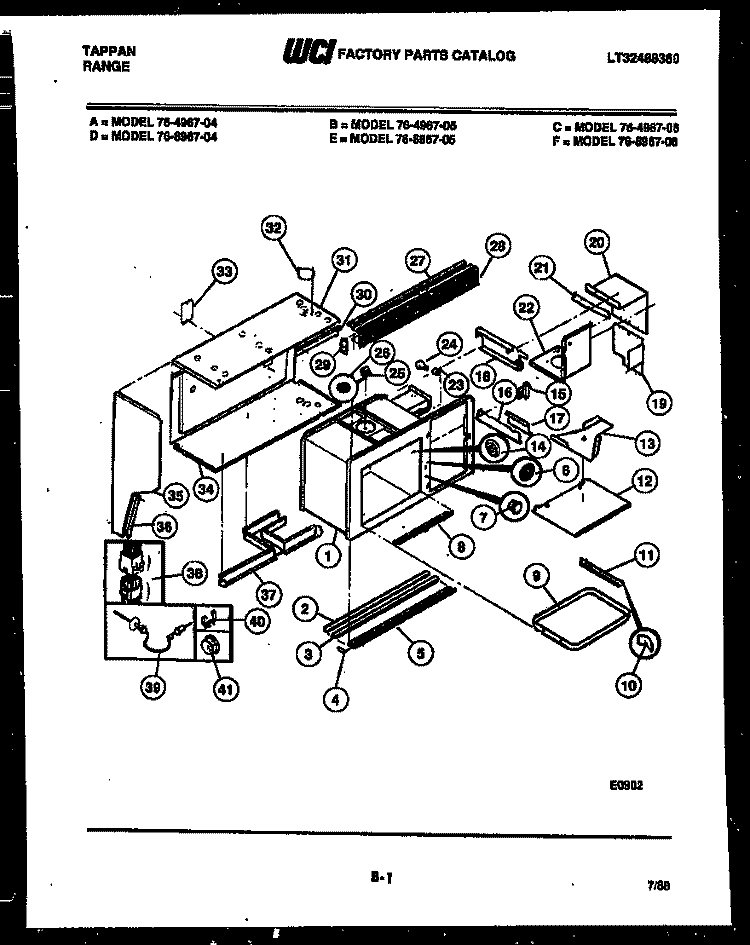 BODY PARTS Diagram and Parts List for 76-4967-00-04  Tappan Microwave Oven Combo