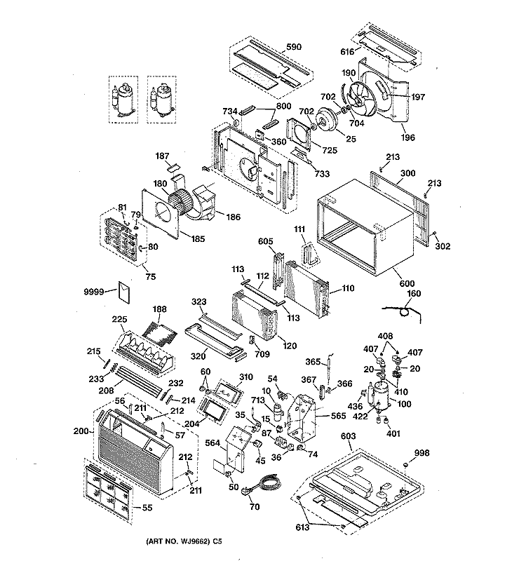 BODY PARTS Diagram and Parts List for AJK06LHV3  General Electric Air Conditioner