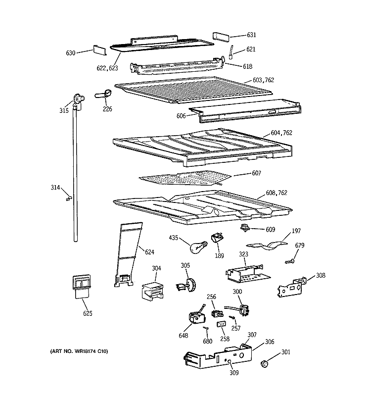 COMPARTMENT SEPARATOR PARTS Diagram and Parts List for CTG25GAXERWW  Hotpoint Refrigerator