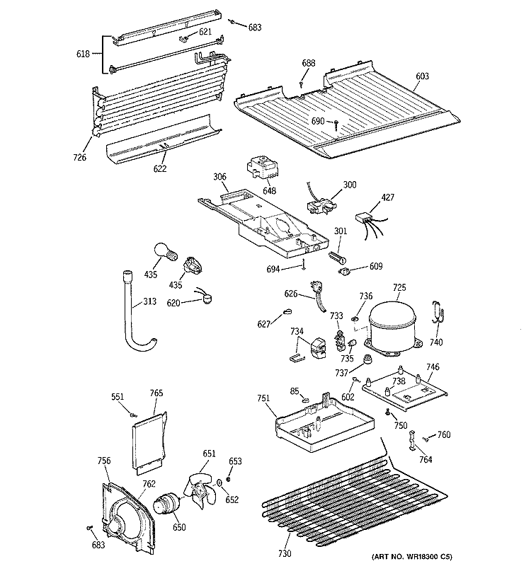 UNIT PARTS Diagram and Parts List for CTX16CSXKRWH  Hotpoint Refrigerator