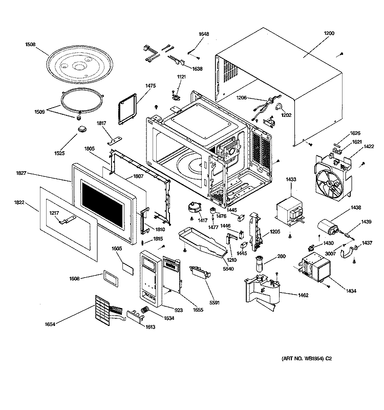 Section Diagram and Parts List for JE692T01  General Electric Microwave