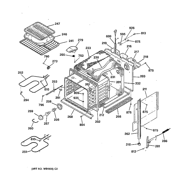 BODY PARTS Diagram and Parts List for JKP15AV1AA  General Electric Wall Oven