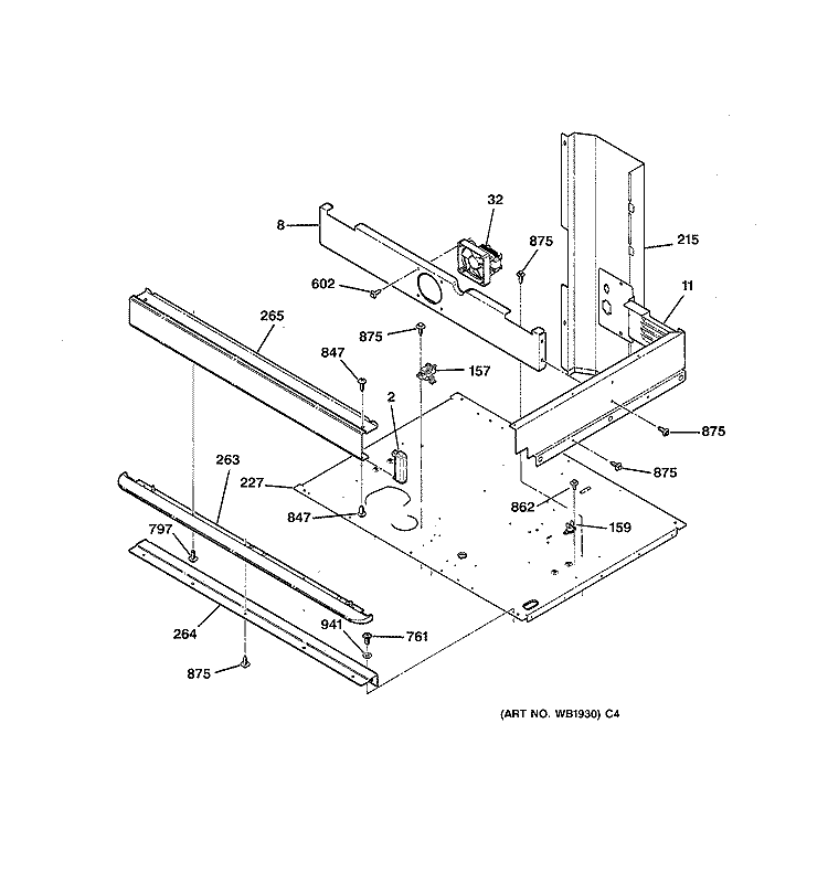 SPACER Diagram and Parts List for ZET756GV1BB  General Electric Wall Oven