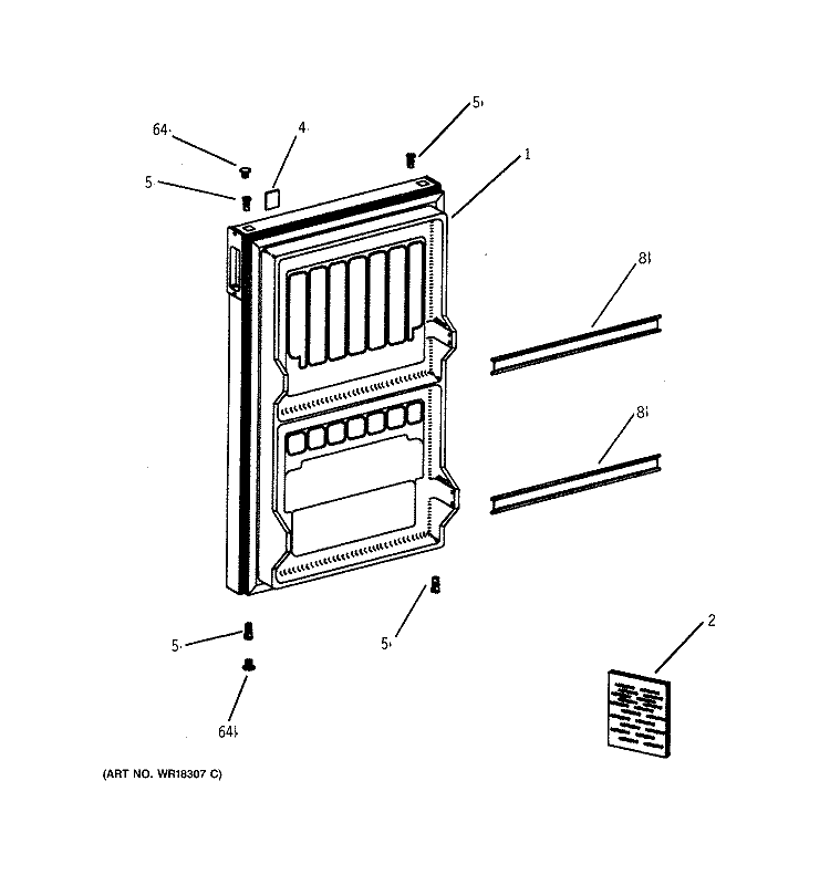 DOOR Diagram and Parts List for TAX4DNXAWH  General Electric Refrigerator