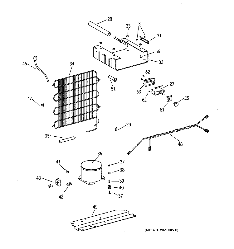 UNIT PARTS Diagram and Parts List for TAX4DNXCWH  General Electric Refrigerator