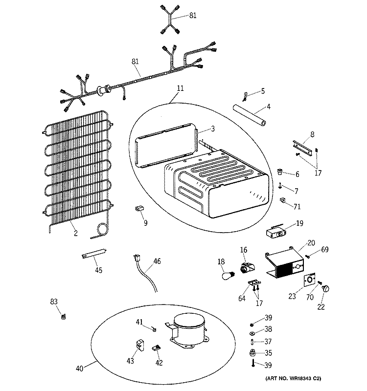 UNIT PARTS Diagram and Parts List for TAX10SNXARAD  General Electric Refrigerator
