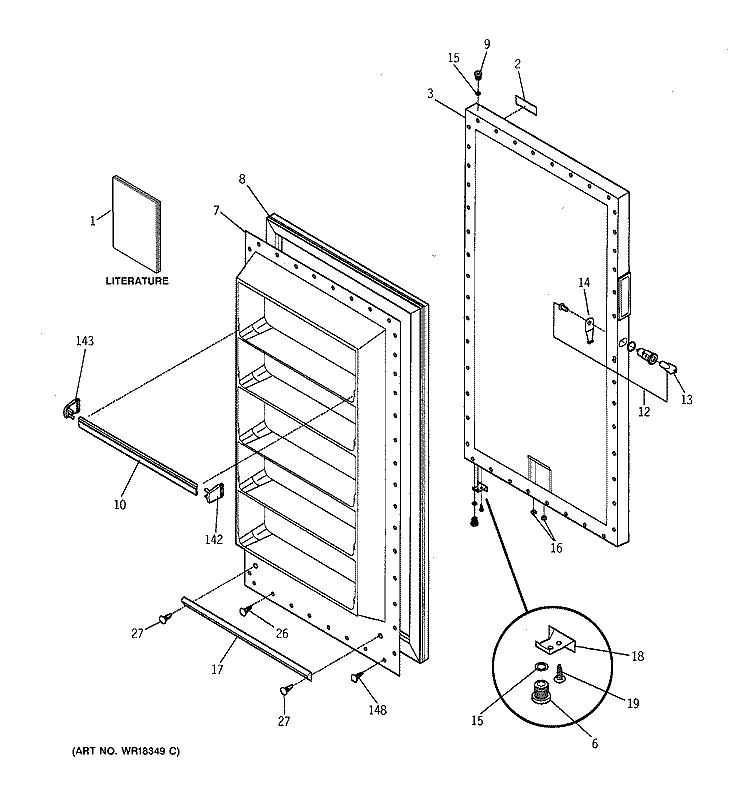 DOOR PARTS Diagram and Parts List for FP21SXARWH  General Electric Freezer