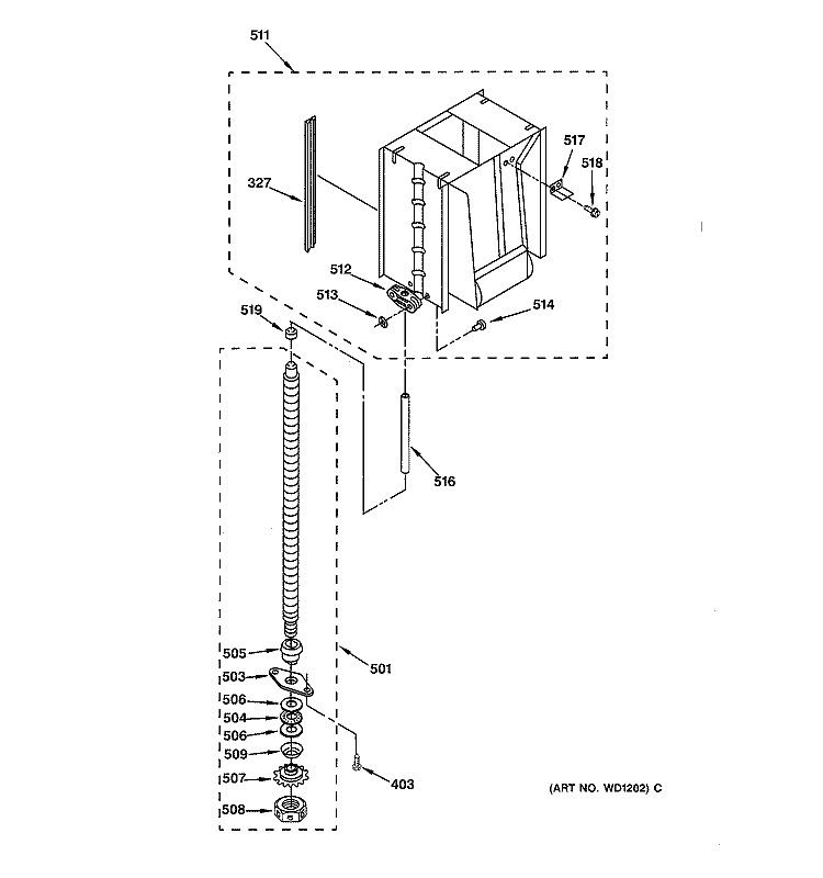 POWERSCREW & RAM PARTS Diagram and Parts List for GCG1230S5WB  General Electric Trash Compactor