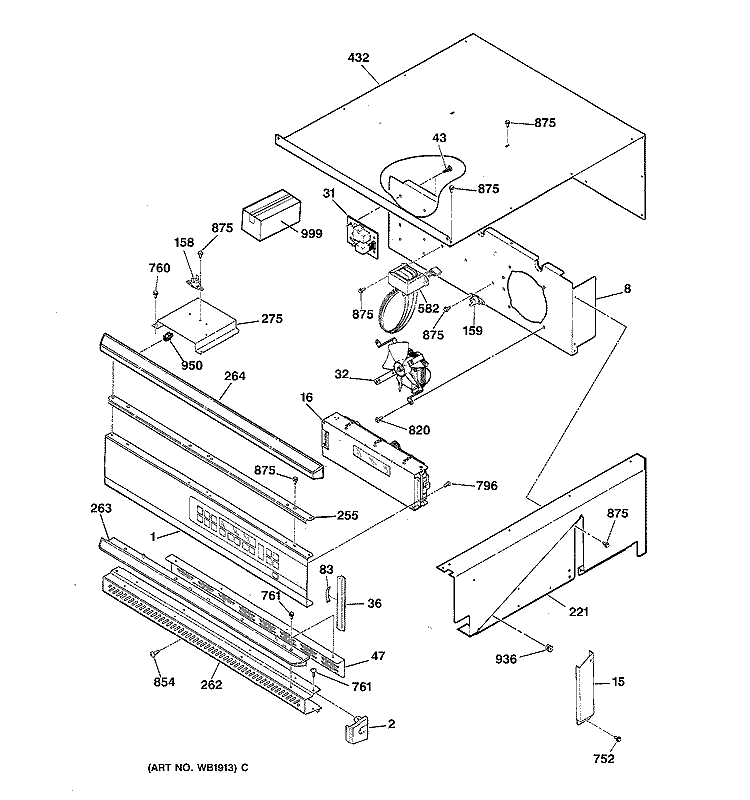 CONTROL PANEL Diagram and Parts List for JKP54GV1BB  General Electric Wall Oven