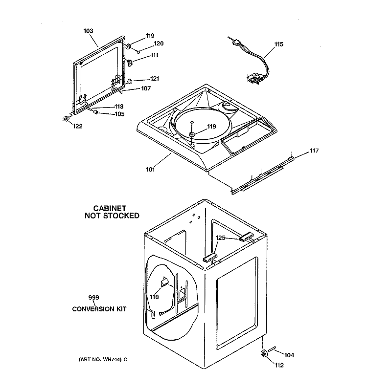 TOP & CABINET PARTS Diagram and Parts List for WSKP2060TA  General Electric Washer