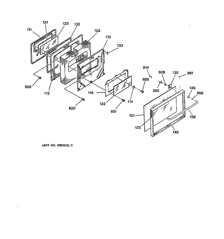 OVEN DOOR Diagram and Parts List for JSP39GS2WG  General Electric Range