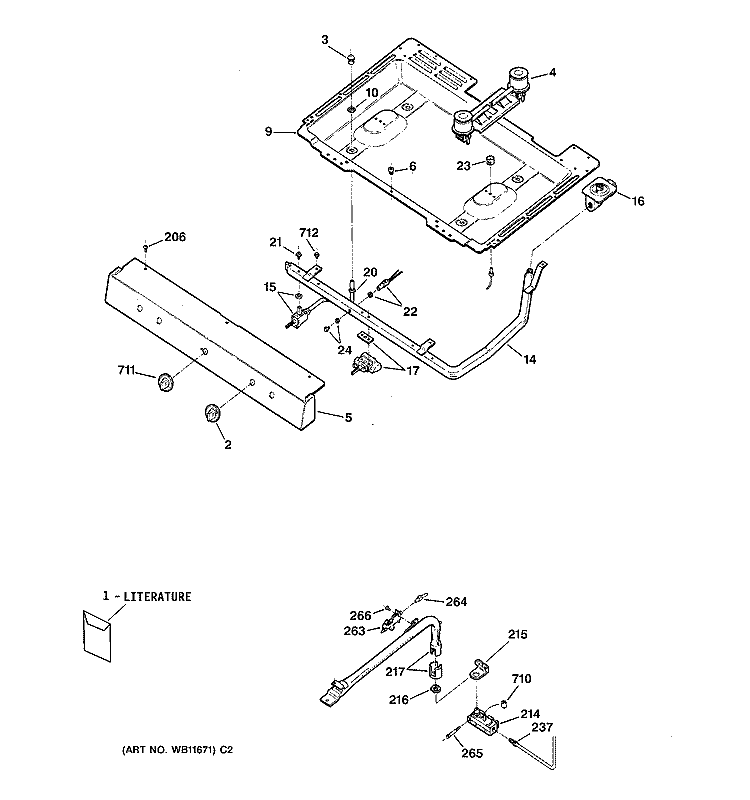 GAS & BURNER PARTS Diagram and Parts List for JGBS03PPW1WH  General Electric Range