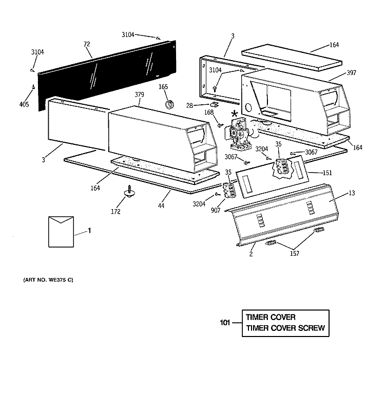 BACKSPLASH ASSEMBLY Diagram and Parts List for DDC4400SHM  General Electric Dryer