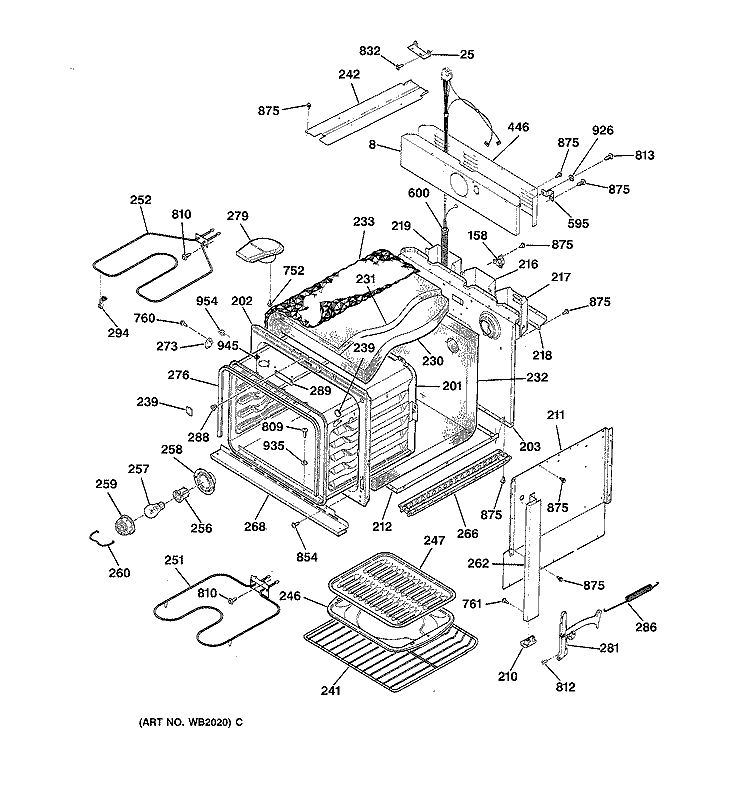 BODY PARTS Diagram and Parts List for JMS08BW1AD  General Electric Range