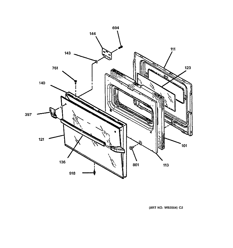 OVEN DOOR Diagram and Parts List for JMS08BW1AD  General Electric Range