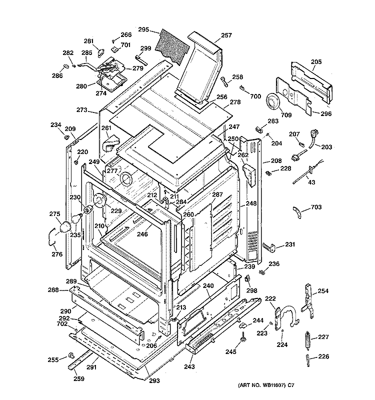 BODY PARTS Diagram and Parts List for JGBP28BEW1WH  General Electric Range