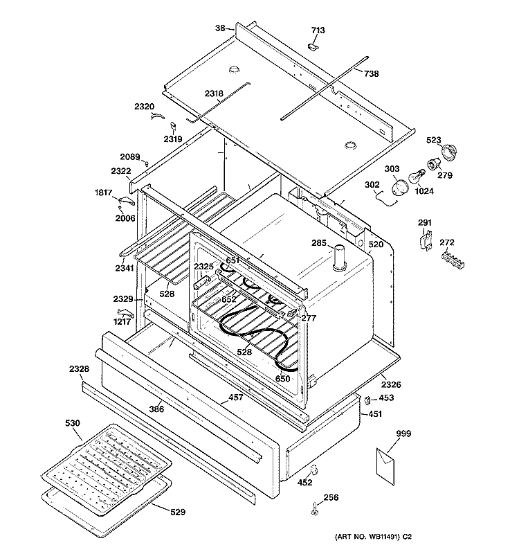 BODY PARTS Diagram and Parts List for JCS57V3WH  General Electric Range