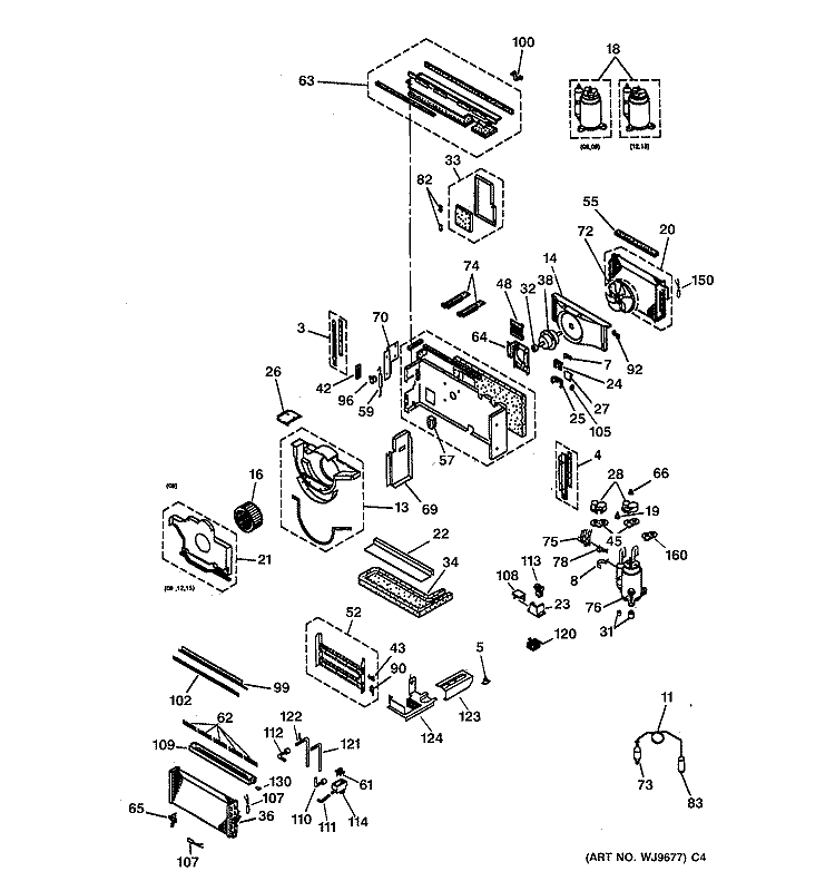 MOTOR, COMPRESSOR & SYSTEM COMPONENTS Diagram and Parts List for AZ31H12D3DV6  General Electric Air Conditioner