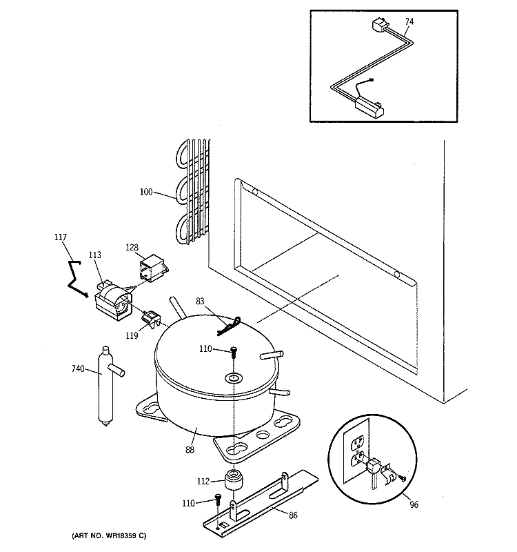 UNIT PARTS Diagram and Parts List for FH25DXBWH  Hotpoint Freezer