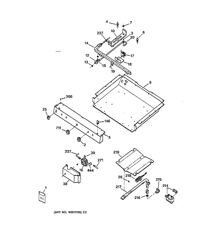 GAS & BURNER PARTS Diagram and Parts List for JGBS23AEW3AA  General Electric Range