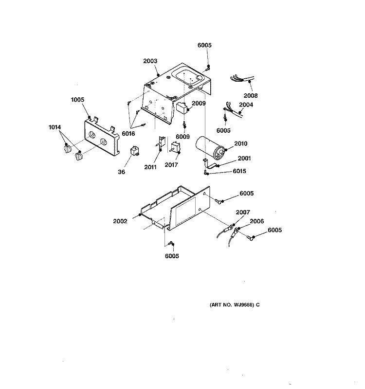 CONTROL BOX PARTS Diagram and Parts List for AQP12AAM1  General Electric Air Conditioner