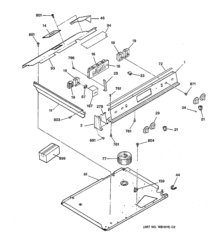 CONTROL PANEL Diagram and Parts List for JCSP38GV1BB  General Electric Range