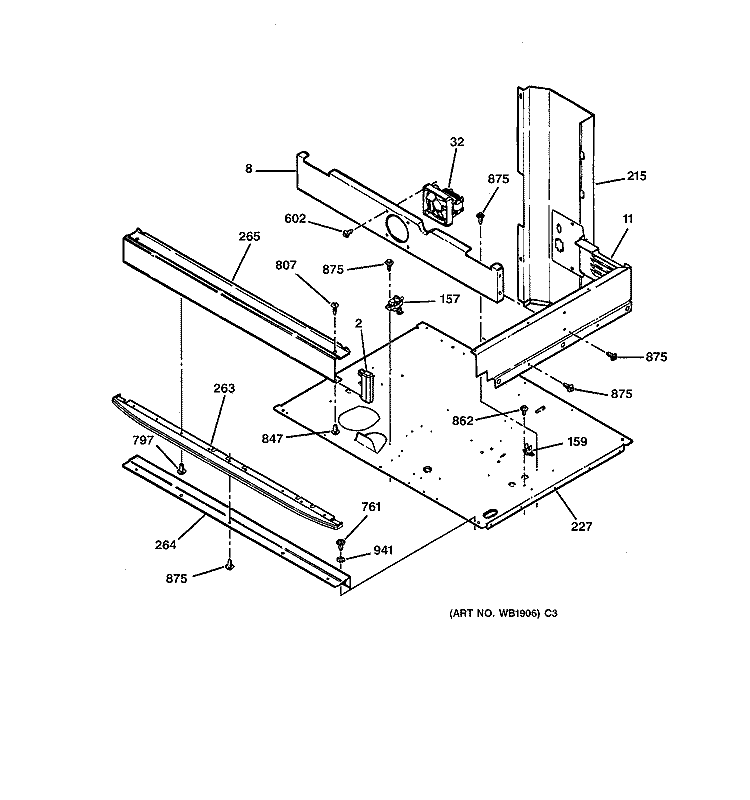 CENTER SPACER Diagram and Parts List for ZET757BW1BB  General Electric Wall Oven
