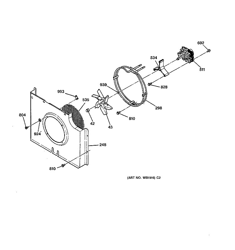 CONVECTION FAN Diagram and Parts List for ZEK757BW1BB  General Electric Wall Oven
