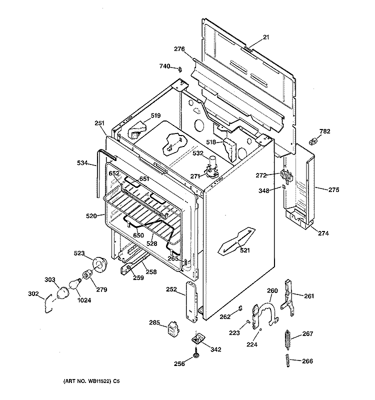 BODY PARTS Diagram and Parts List for JBS27AW2  General Electric Range