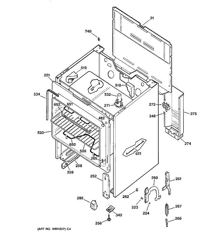BODY PARTS Diagram and Parts List for JBS03GV3  General Electric Range
