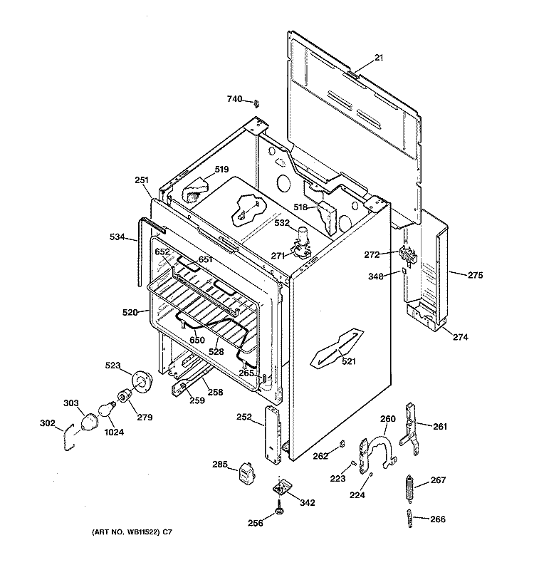 BODY PARTS Diagram and Parts List for JBS26W2  General Electric Range