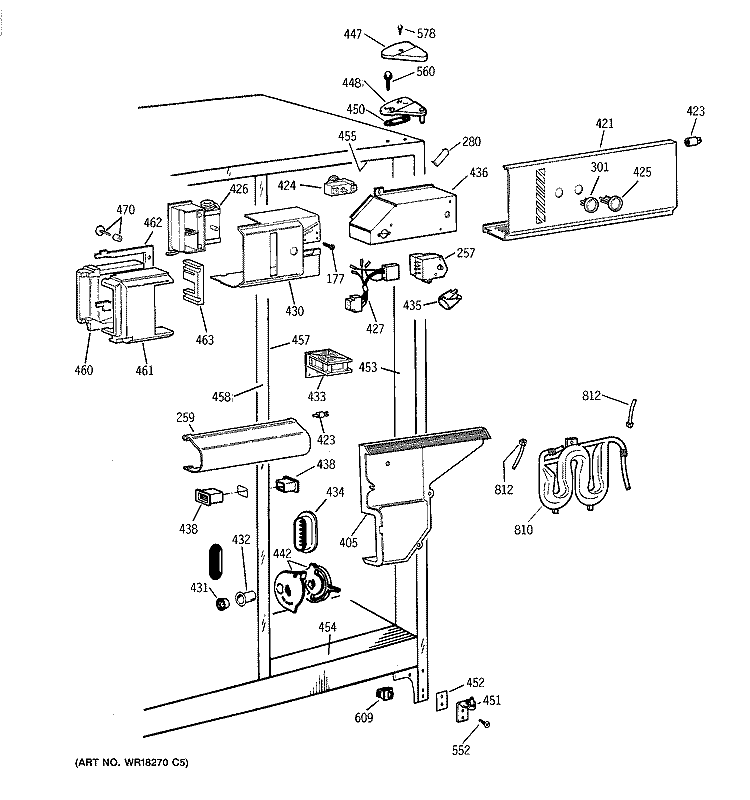 FRESH FOOD SECTION Diagram and Parts List for TFG25PEYFWH  General Electric Refrigerator