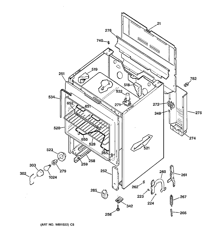 BODY PARTS Diagram and Parts List for JBS27BY1  General Electric Range