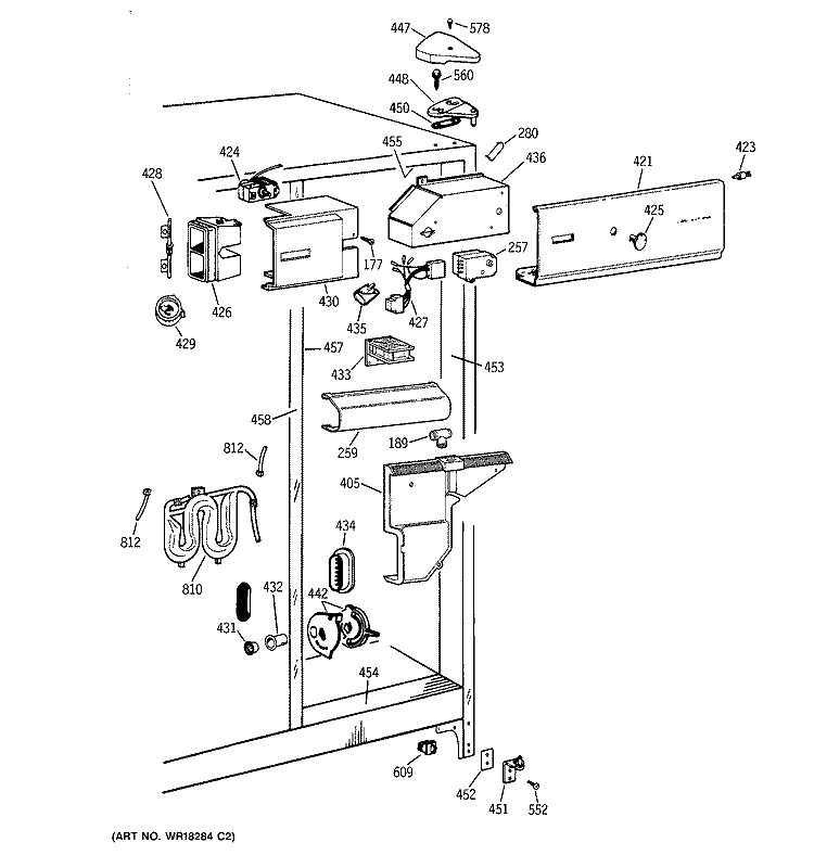 FRESH FOOD SECTION Diagram and Parts List for TFT22PRXFAA  General Electric Refrigerator