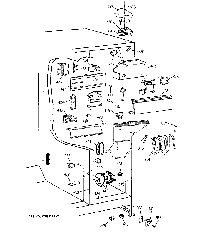 FRESH FOOD SECTION Diagram and Parts List for TFT27PRXFAA  General Electric Refrigerator