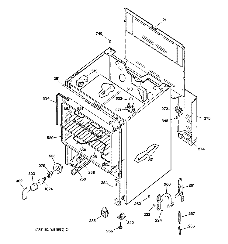 BODY PARTS Diagram and Parts List for JBS07V4  General Electric Range