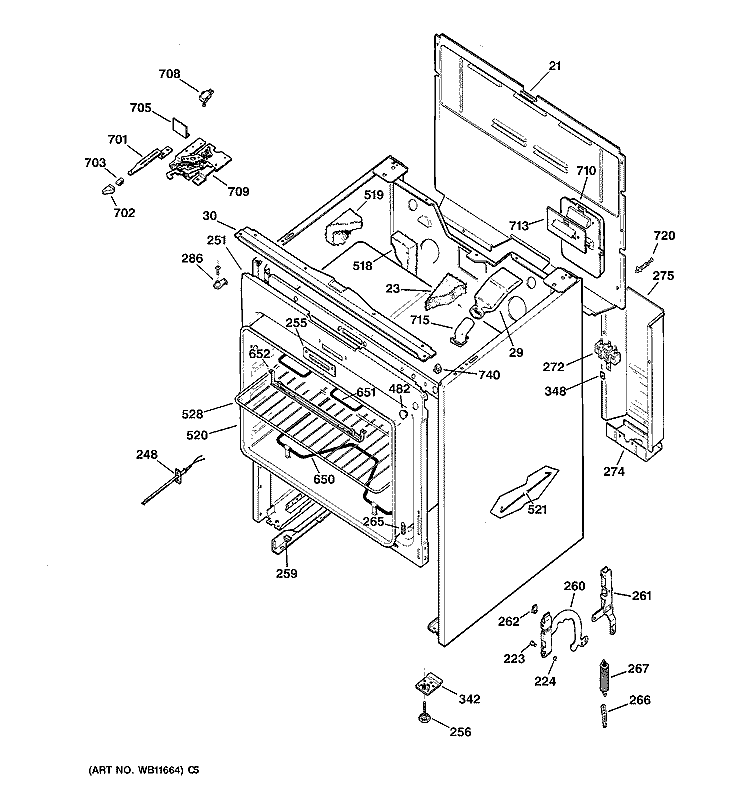 BODY PARTS Diagram and Parts List for JBP60BY1WH  General Electric Range