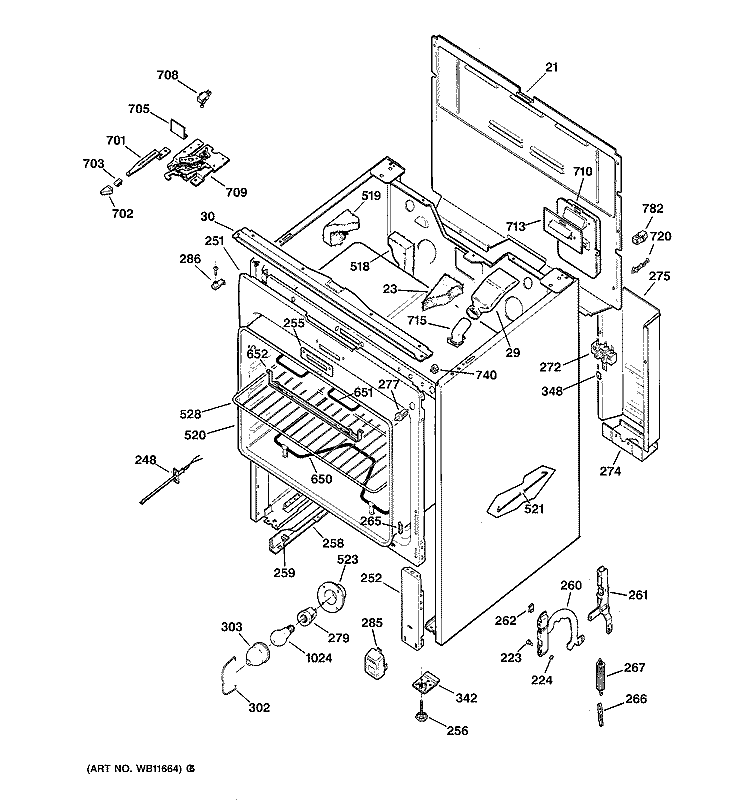 BODY PARTS Diagram and Parts List for JBP66BY1AD  General Electric Range