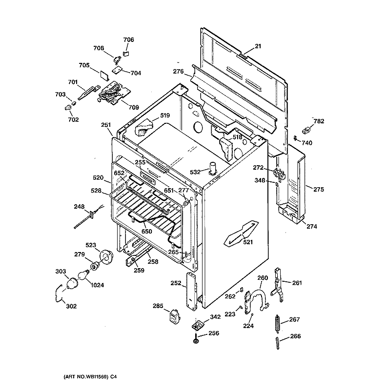 BODY PARTS Diagram and Parts List for JBP22GES1  General Electric Range
