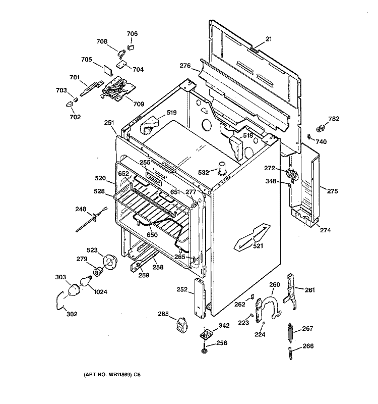 BODY PARTS Diagram and Parts List for JBP22GES2  General Electric Range