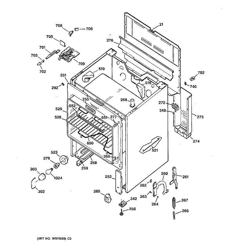 BODY PARTS Diagram and Parts List for JBP24GS2  General Electric Range