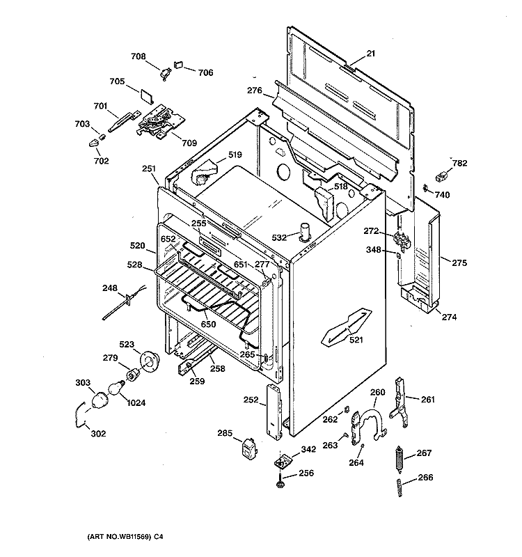 BODY PARTS Diagram and Parts List for JBP26GS2  General Electric Range