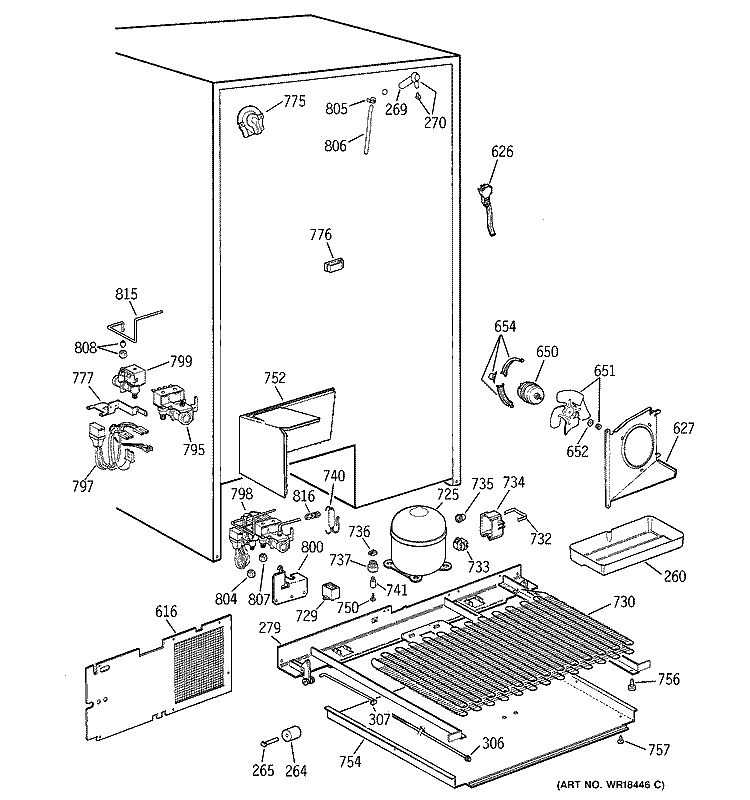 UNIT PARTS Diagram and Parts List for TPX24PBZAAA  General Electric Refrigerator