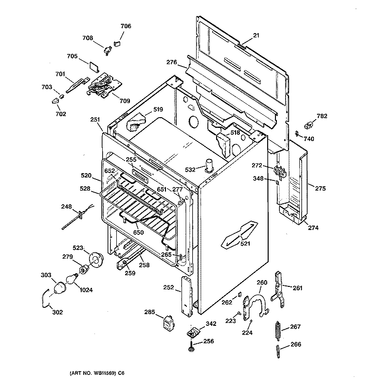 BODY PARTS Diagram and Parts List for JBP26GV2  General Electric Range